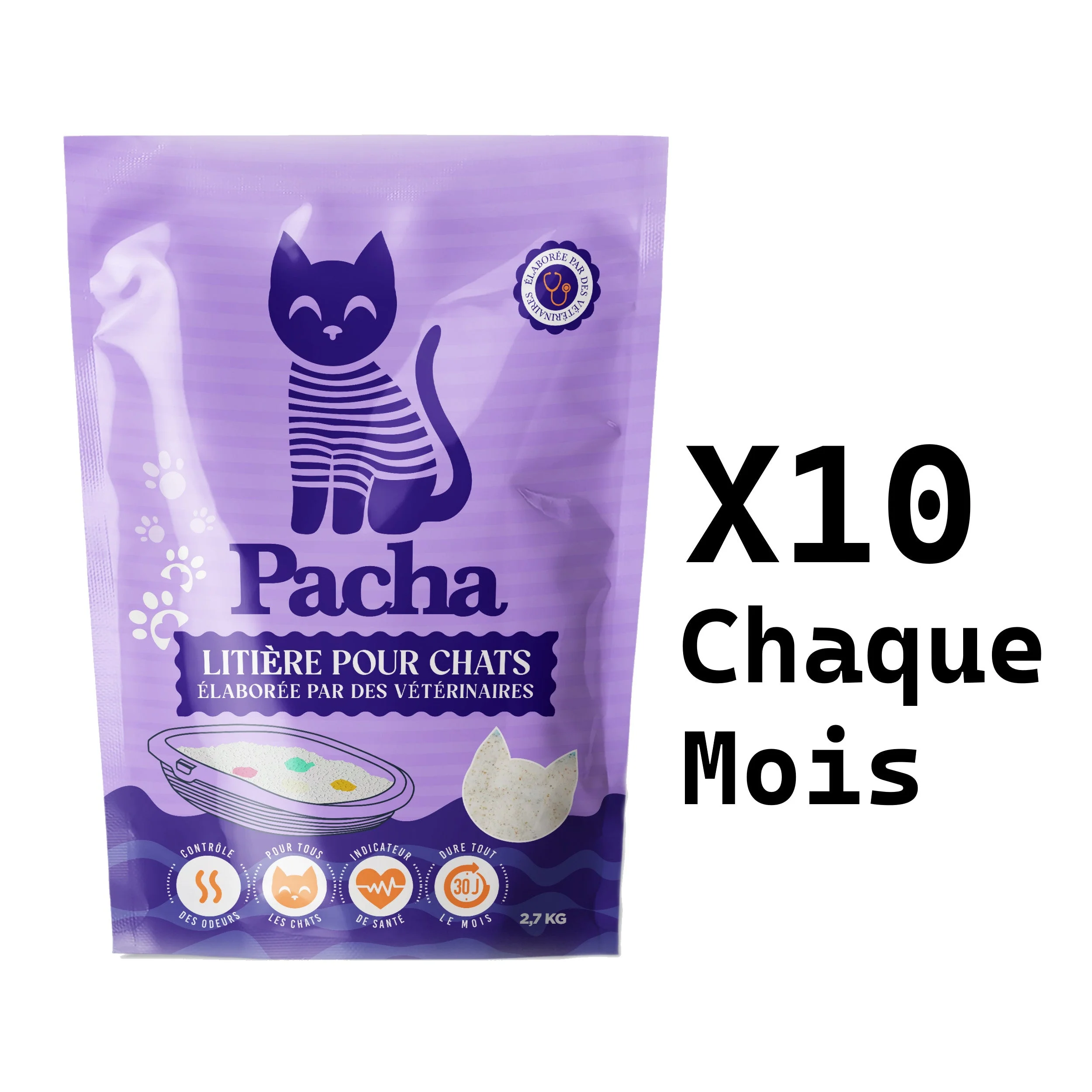 n) 10 sacs tous les mois | 10 Beutel jeden Monat